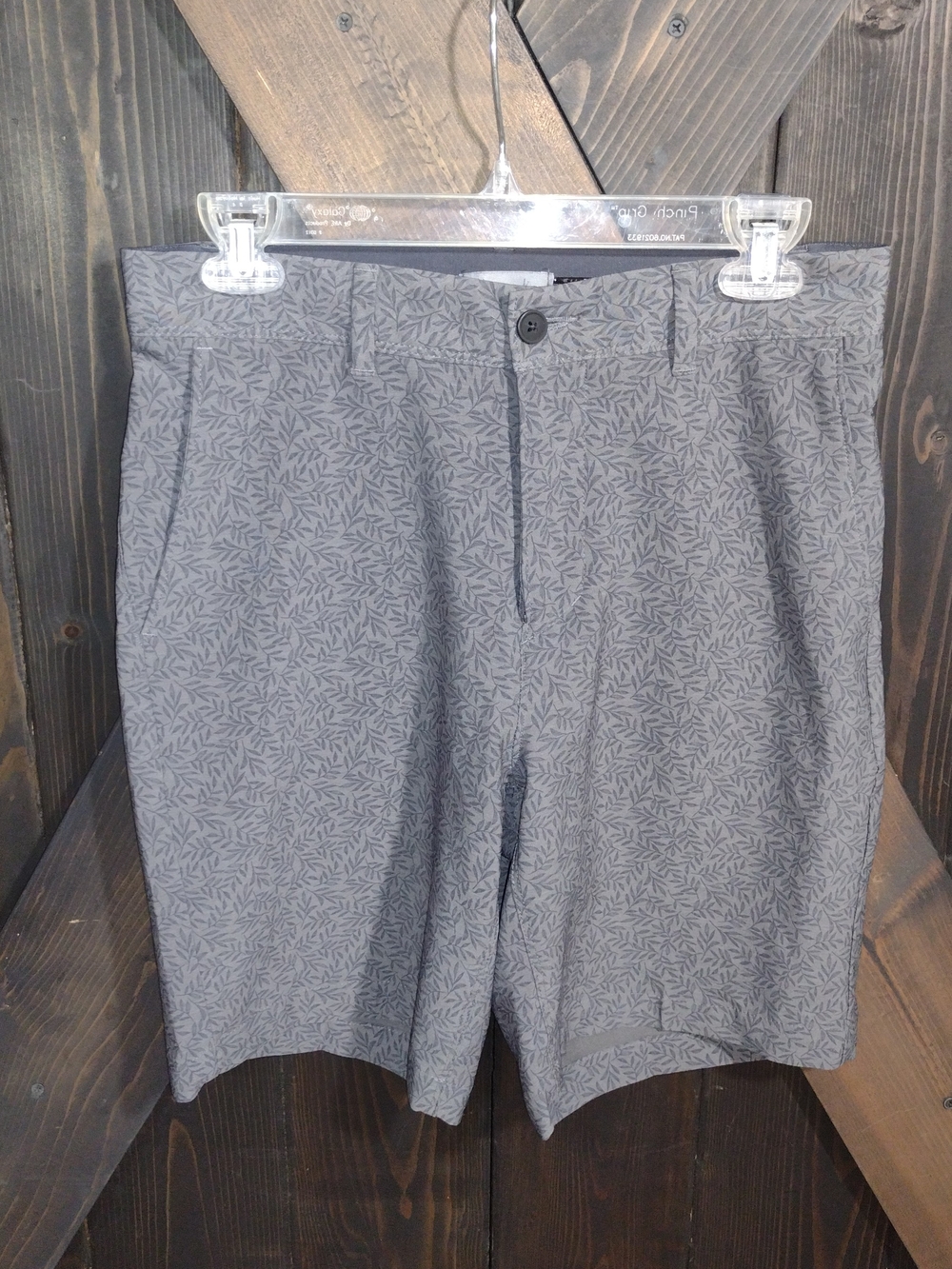Men's Grey Patterned Flat Front Shorts